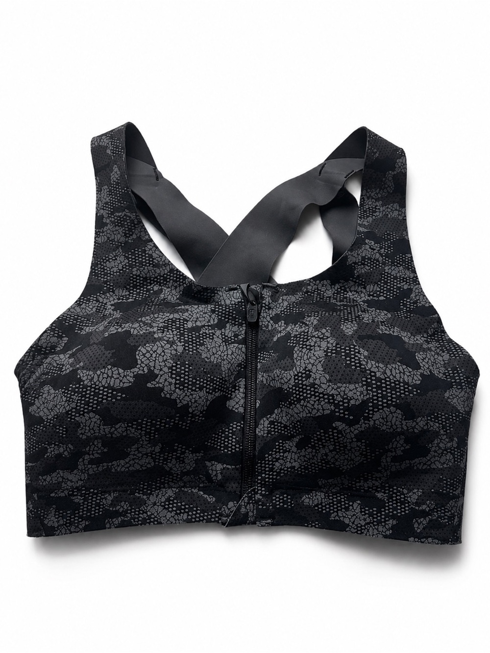 Lululemon Enlite Bra Zip Front High Support Collage Camo Mini Black 32D